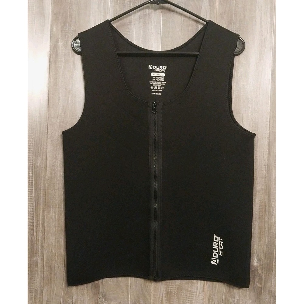 Aduro Sport Sauna Vest For Men, XLarge, Black Neoprene Polyester Sweat Vest, EUC